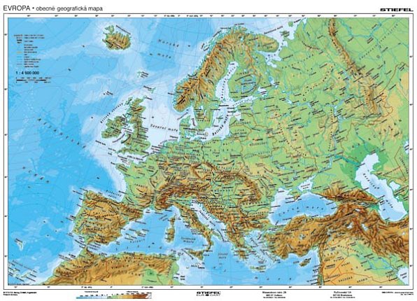 mapa evropy geografická Evropa   obecně geografická / politická 160 x 120 cm | Učebnice  mapa evropy geografická